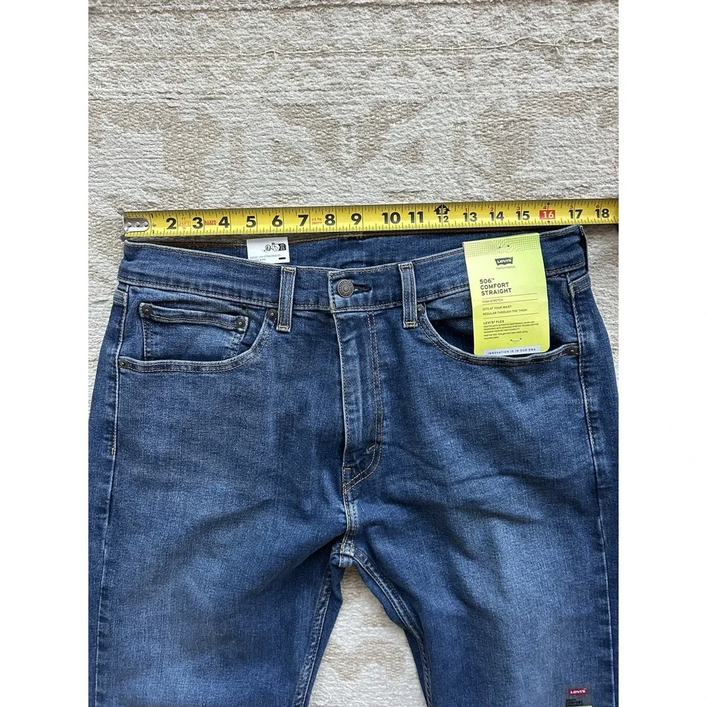 Levi's 506 Comfort Fit Straight Jeans 34x34 Mens Blue Stretch Denim NWT